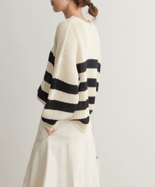 URBAN RESEARCH DOORS（アーバンリサーチドアーズ）の「メッシュボーダーKNIT（ニット/セーター・レディース・ホワイト系その他・MEDIUM）」の18枚目の写真