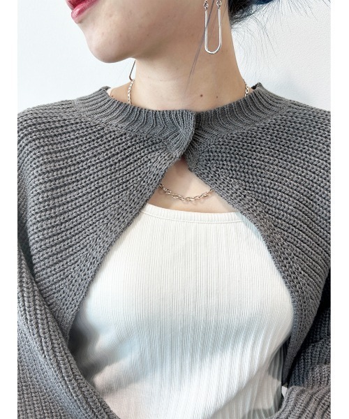 CECIL McBEE（セシルマクビー）の「２WAYクロップドボレロ（ニット/セーター・レディース・ベージュ/ブラック/チャコールグレー/ブルー・MEDIUM）」の12枚目の写真