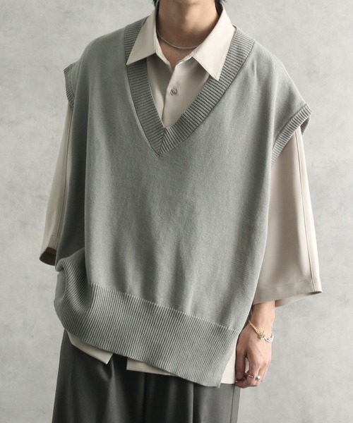 welise（ウェライズ）の「【welise/ウェライズ】フェードカラー EXコットン オープン1Bサイドスリット Vネックニットベスト（ベスト・メンズ・グレー系その他/スミクロ/グレイッシュベージュ/コーラル/ブラウン・M/L）」の20枚目の写真