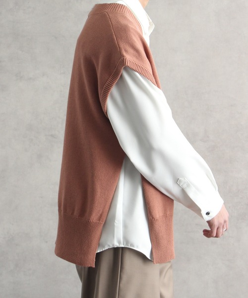 welise（ウェライズ）の「【welise/ウェライズ】フェードカラー EXコットン オープン1Bサイドスリット Vネックニットベスト（ベスト・メンズ・グレー系その他/スミクロ/グレイッシュベージュ/コーラル/ブラウン・M/L）」の21枚目の写真