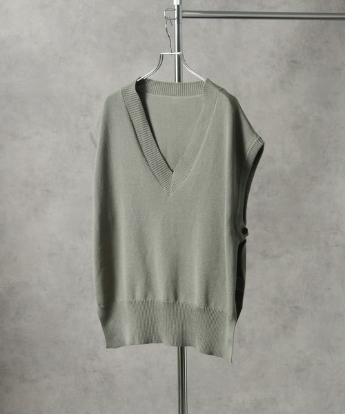 welise（ウェライズ）の「【welise/ウェライズ】フェードカラー EXコットン オープン1Bサイドスリット Vネックニットベスト（ベスト・メンズ・グレー系その他/スミクロ/グレイッシュベージュ/コーラル/ブラウン・M/L）」の8枚目の写真