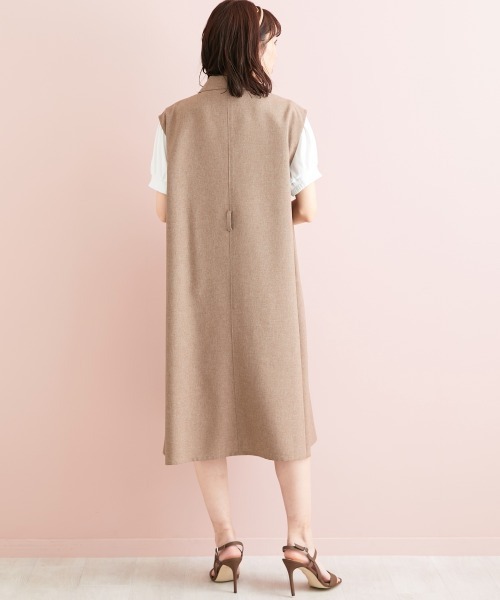 marun(マルン)の「<大きいサイズ> ウエストリボン付ジレワンピース marun(ワンピース・レディース・モカ/ブラック・L/LL/3L/4L/5L)」の19枚目の写真