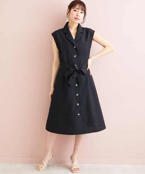 marun(マルン)の「<大きいサイズ> ウエストリボン付ジレワンピース marun(ワンピース・レディース・モカ/ブラック・L/LL/3L/4L/5L)」の18枚目の写真