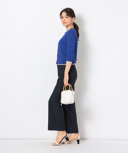 NOLLEY’S(ノーリーズ)の「《手洗い可能》リンクス柄6分袖カーディガン(カーディガン/ボレロ・レディース・ブラック/ブルー/レッド/オフホワイト・38)」の6枚目の写真