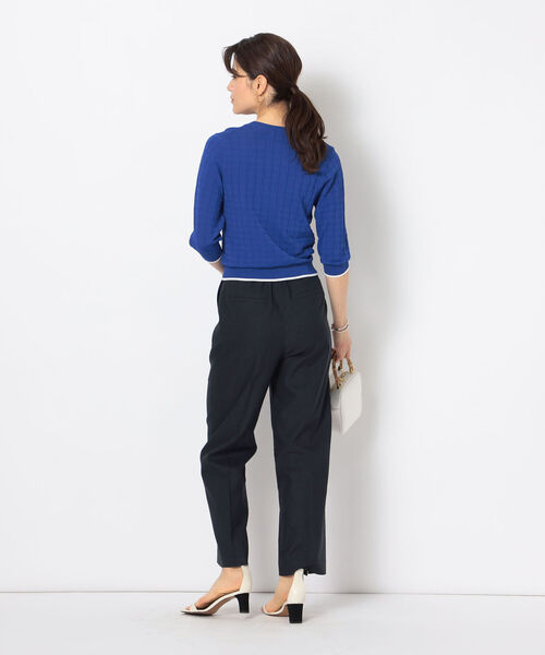 NOLLEY’S(ノーリーズ)の「《手洗い可能》リンクス柄6分袖カーディガン(カーディガン/ボレロ・レディース・ブラック/ブルー/レッド/オフホワイト・38)」の7枚目の写真