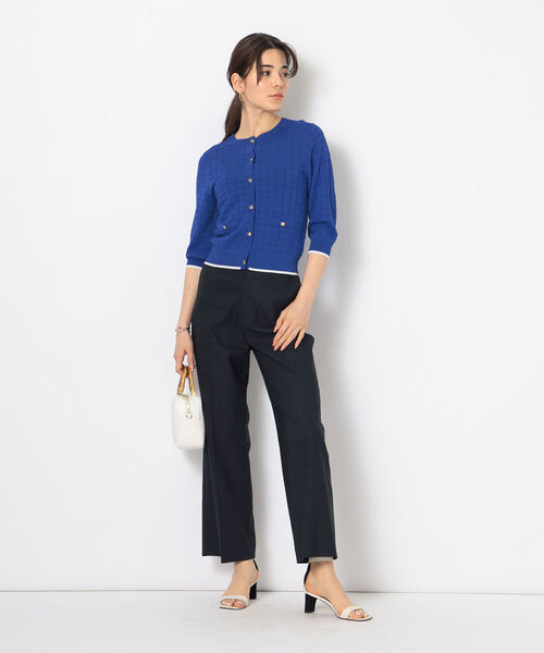 NOLLEY’S(ノーリーズ)の「《手洗い可能》リンクス柄6分袖カーディガン(カーディガン/ボレロ・レディース・ブラック/ブルー/レッド/オフホワイト・38)」の9枚目の写真