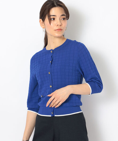 NOLLEY’S(ノーリーズ)の「《手洗い可能》リンクス柄6分袖カーディガン(カーディガン/ボレロ・レディース・ブラック/ブルー/レッド/オフホワイト・38)」の10枚目の写真