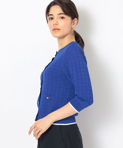 NOLLEY’S(ノーリーズ)の「《手洗い可能》リンクス柄6分袖カーディガン(カーディガン/ボレロ・レディース・ブラック/ブルー/レッド/オフホワイト・38)」の11枚目の写真