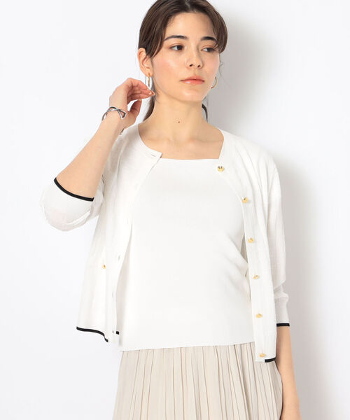 NOLLEY’S(ノーリーズ)の「《手洗い可能》リンクス柄6分袖カーディガン(カーディガン/ボレロ・レディース・ブラック/ブルー/レッド/オフホワイト・38)」の19枚目の写真