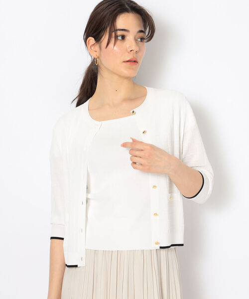 NOLLEY’S(ノーリーズ)の「《手洗い可能》リンクス柄6分袖カーディガン(カーディガン/ボレロ・レディース・ブラック/ブルー/レッド/オフホワイト・38)」の20枚目の写真