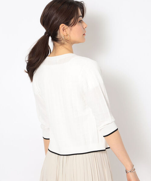 NOLLEY’S(ノーリーズ)の「《手洗い可能》リンクス柄6分袖カーディガン(カーディガン/ボレロ・レディース・ブラック/ブルー/レッド/オフホワイト・38)」の21枚目の写真