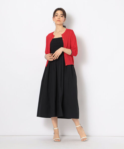 NOLLEY’S(ノーリーズ)の「《手洗い可能》リンクス柄6分袖カーディガン(カーディガン/ボレロ・レディース・ブラック/ブルー/レッド/オフホワイト・38)」の22枚目の写真