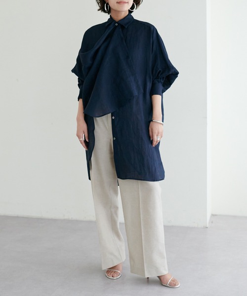 LARUTA(ラルータ)の「【LARUTA】リネンカラービッグシャツ(シャツ/ブラウス・レディース・ネイビー/オフホワイト/グリーン/ピンク・FREE)」の21枚目の写真