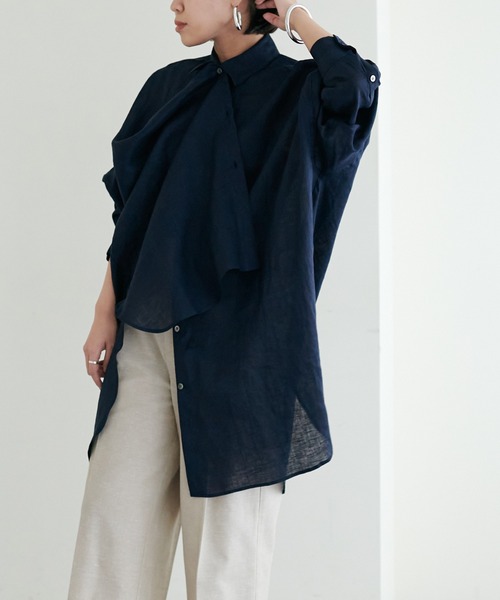 LARUTA(ラルータ)の「【LARUTA】リネンカラービッグシャツ(シャツ/ブラウス・レディース・ネイビー/オフホワイト/グリーン/ピンク・FREE)」の20枚目の写真