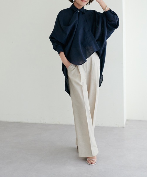 LARUTA(ラルータ)の「【LARUTA】リネンカラービッグシャツ(シャツ/ブラウス・レディース・ネイビー/オフホワイト/グリーン/ピンク・FREE)」の22枚目の写真