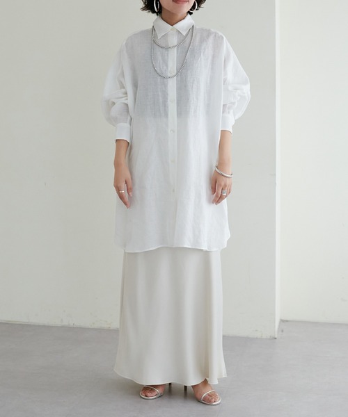 LARUTA(ラルータ)の「【LARUTA】リネンカラービッグシャツ(シャツ/ブラウス・レディース・ネイビー/オフホワイト/グリーン/ピンク・FREE)」の10枚目の写真