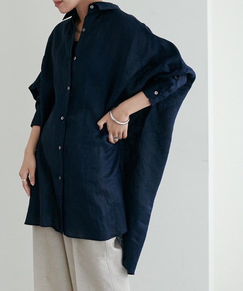 LARUTA(ラルータ)の「【LARUTA】リネンカラービッグシャツ(シャツ/ブラウス・レディース・ネイビー/オフホワイト/グリーン/ピンク・FREE)」の17枚目の写真