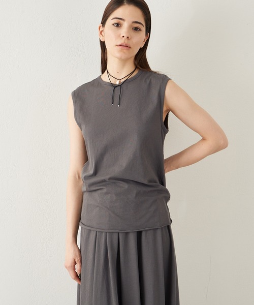 Whim Gazette(ウィムガゼット)の「フレンチスリーブプルオーバー(Tシャツ/カットソー・レディース・チャコールグレー/ベージュ/オフホワイト/ブルー/ライトベージュ/グレー・FREE)」の18枚目の写真