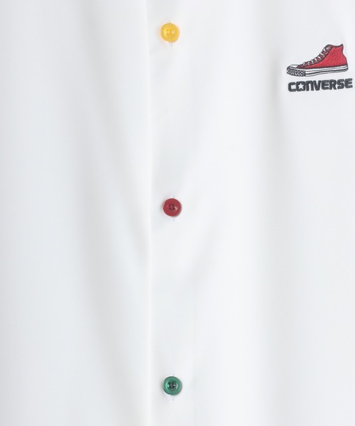 CONVERSE(コンバース)の「CONVERSE/コンバース オーバーサイズ ロゴ オールスター スニーカー ワンポイント刺繍 レギュラーカラー 半袖シャツ(シャツ/ブラウス・メンズ・ライトグレー/ブラック/ブラウン/グリーン/ホワイト・M/LL/L)」の13枚目の写真