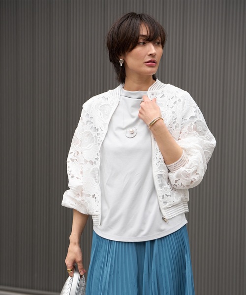 toki doki(トキドキ)の「冷感ボトルネックフレンチTシャツ(Tシャツ/カットソー・レディース・ラベンダー/アイボリー/ブラック/ライトグレー・FREE)」の19枚目の写真