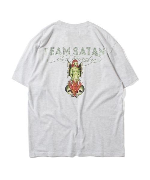TEAM SATAN SKATEBOARDING チームサタン スケートボーディング - TEAM SATAN × ED HARDY エド・ハーディー RED HAIR TEE コラボ 半袖 Tシャツ TSED004-1（Tシャツ/カットソー）｜TEAM SATAN（チームサタン） 8,518円