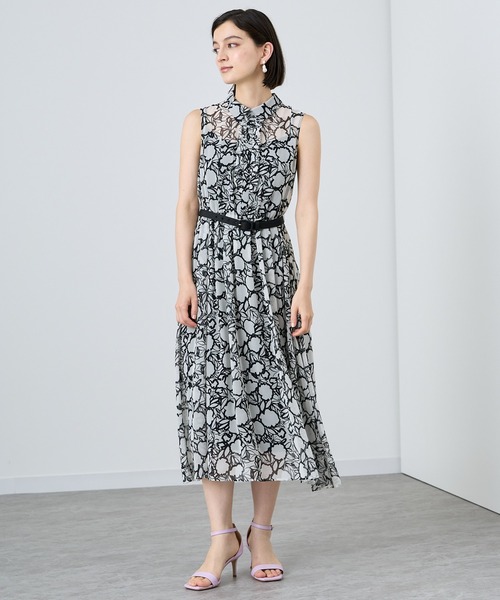【062】新品　アナイ　フラワープリントＡライン　ワンピース ラインフラワープリントシャツ ワンピース | ANAYI/アナイ
