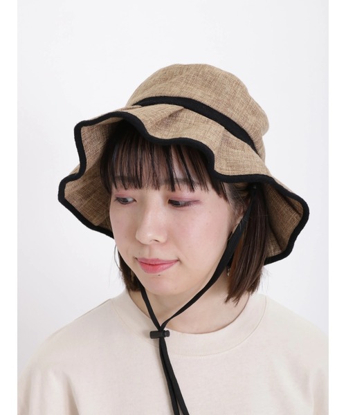 Samansa Mos2（サマンサ モスモス）の「ストラップ付プリーツハット（ハット・レディース・オフホワイト/ベージュ・F）」の2枚目の写真