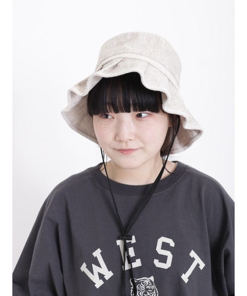 Samansa Mos2（サマンサ モスモス）の「ストラップ付プリーツハット（ハット・レディース・オフホワイト/ベージュ・F）」の3枚目の写真