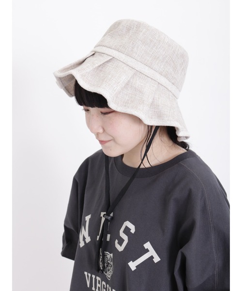 Samansa Mos2（サマンサ モスモス）の「ストラップ付プリーツハット（ハット・レディース・オフホワイト/ベージュ・F）」の7枚目の写真