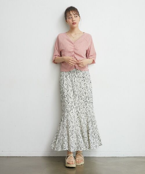 RETRO GIRL（レトロガール）の「シャーリングTee（Tシャツ/カットソー・レディース・グリーン/ブルー/ホワイト/ピンク・FREE）」の12枚目の写真