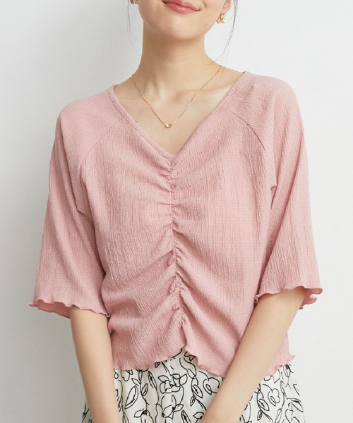 RETRO GIRL（レトロガール）の「シャーリングTee（Tシャツ/カットソー・レディース・グリーン/ブルー/ホワイト/ピンク・FREE）」の4枚目の写真