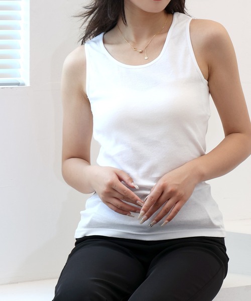 Esime(エシミー)の「【同色2枚セット】冷感/吸水速乾/抗菌防臭 インナータンクトップ(タンクトップ・レディース・グレイッシュベージュ/ブラック/グレー/ホワイト・S/M/L/LL)」の16枚目の写真