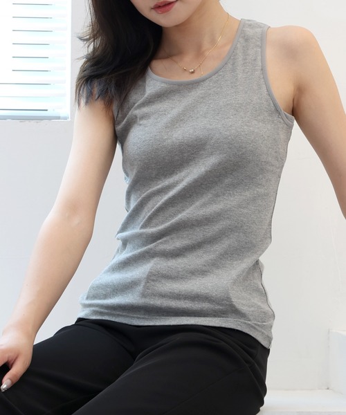 Esime(エシミー)の「【同色2枚セット】冷感/吸水速乾/抗菌防臭 インナータンクトップ(タンクトップ・レディース・グレイッシュベージュ/ブラック/グレー/ホワイト・S/M/L/LL)」の20枚目の写真