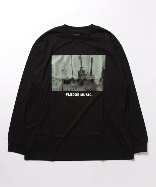 Pledge(プレッジ)の「/pledge/T/C天竺プリント・ビックシルエット刺繍ロンT(Tシャツ/カットソー・メンズ・ホワイト系1/ブラック系1/ブラック系2/ブラック系3・MEDIUM/LARGE)」の3枚目の写真