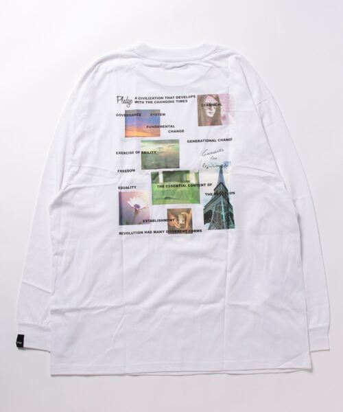Pledge(プレッジ)の「/pledge/T/C天竺プリント・ビックシルエット刺繍ロンT(Tシャツ/カットソー・メンズ・ホワイト系1/ブラック系1/ブラック系2/ブラック系3・MEDIUM/LARGE)」の8枚目の写真