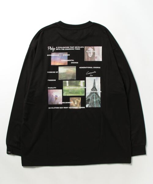 Pledge(プレッジ)の「/pledge/T/C天竺プリント・ビックシルエット刺繍ロンT(Tシャツ/カットソー・メンズ・ホワイト系1/ブラック系1/ブラック系2/ブラック系3・MEDIUM/LARGE)」の7枚目の写真