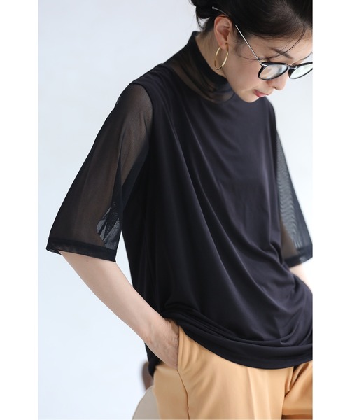 cawaii(カワイイ)の「二の腕ふくよかさん用 シアーハイネックのスタメンTシャツ(Tシャツ/カットソー・レディース・ホワイト/ブラック/ネイビー/レッド・FREE/M/XL/L)」の20枚目の写真