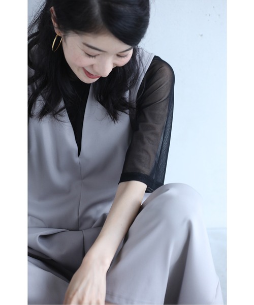 cawaii(カワイイ)の「二の腕ふくよかさん用 シアーハイネックのスタメンTシャツ(Tシャツ/カットソー・レディース・ホワイト/ブラック/ネイビー/レッド・FREE/M/XL/L)」の21枚目の写真