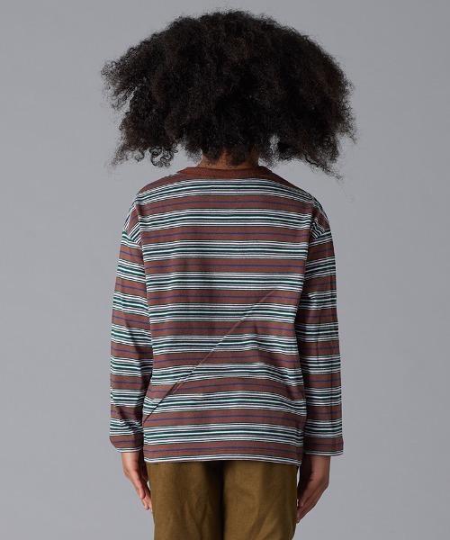 Smoothy（スムージー）の「Smoothy Multi border long sleeve Tee / スムージー マルチボーダーロングスリーブTシャツ（Tシャツ/カットソー・キッズ・ベージュ/ブラウン/ブラック・X-LARGE/MEDIUM/SMALL/LARGE）」の5枚目の写真