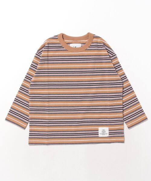 Smoothy（スムージー）の「Smoothy Multi border long sleeve Tee / スムージー マルチボーダーロングスリーブTシャツ（Tシャツ/カットソー・キッズ・ベージュ/ブラウン/ブラック・X-LARGE/MEDIUM/SMALL/LARGE）」の7枚目の写真