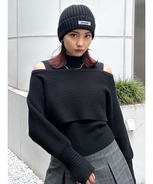 EMODA(エモダ)の「コンパクトニットキャップ(ニットキャップ/ビーニー・レディース・ブラック/グレー・FREE)」の16枚目の写真