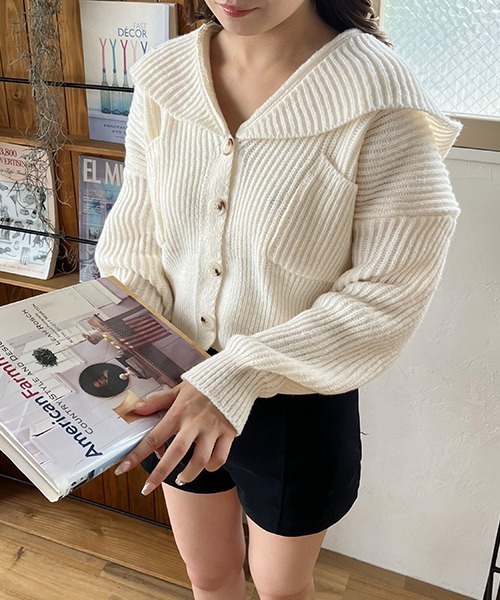 SallyLunn(サリーラン)の「【6色展開】ボリュームスリーブカーディガン(カーディガン/ボレロ・レディース・グリーン/ブラック/ピンク/ブラウン/ブルー/ホワイト・FREE)」の1枚目の写真