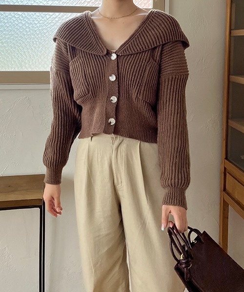 SallyLunn(サリーラン)の「【6色展開】ボリュームスリーブカーディガン(カーディガン/ボレロ・レディース・グリーン/ブラック/ピンク/ブラウン/ブルー/ホワイト・FREE)」の7枚目の写真