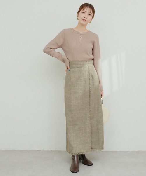 natural couture（ナチュラルクチュール）の「ラップ風ツイードスカート（スカート・レディース・ベージュ/イエロー/ブラウン・FREE）」の12枚目の写真