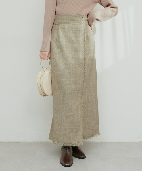 natural couture（ナチュラルクチュール）の「ラップ風ツイードスカート（スカート・レディース・ベージュ/イエロー/ブラウン・FREE）」の9枚目の写真