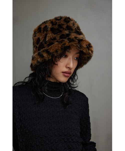 AZUL by moussy（アズールバイマウジー）の「レオパードパターンシャギーバケットハット（キャップ・レディース・ブラウン系その他・FREE）」の7枚目の写真