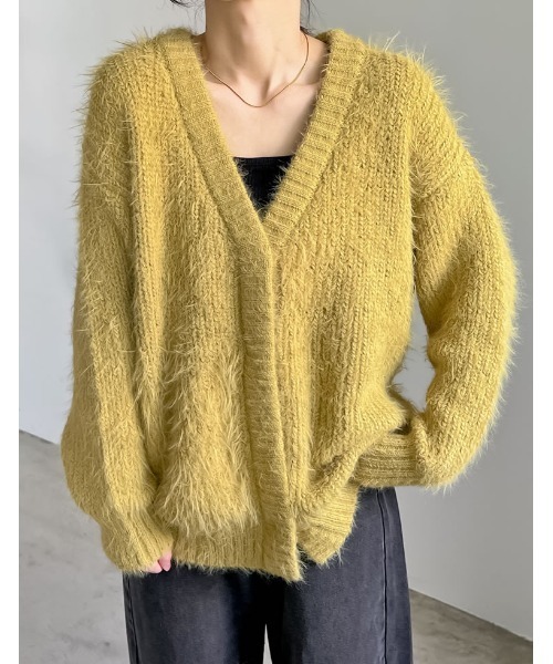 Re:EDIT（リエディ）の「オーバーサイズフェザーニットカーディガン