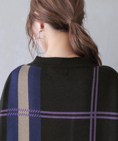 n'OrLABEL(ノアールレーベル)の「『チェック柄ジャカードニットワンピース』(ワンピース・レディース・ブラック/モカ・FREE)」の10枚目の写真