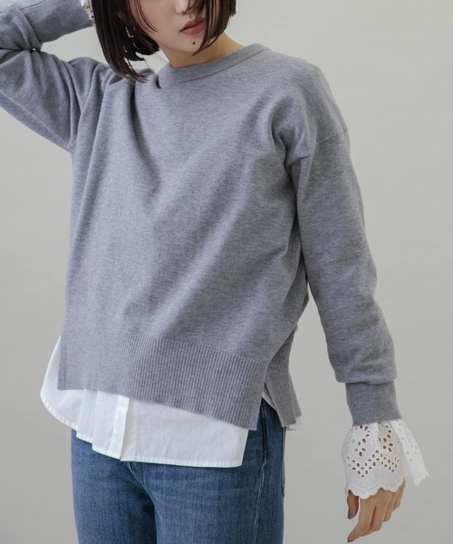 URBAN RESEARCH Sonny Label(アーバンリサーチサニーレーベル)の「2WAY袖スカラップスタンドカラーブラウス(シャツ/ブラウス・レディース・オフホワイト/ブルー系その他/ブラック・FREE)」の5枚目の写真