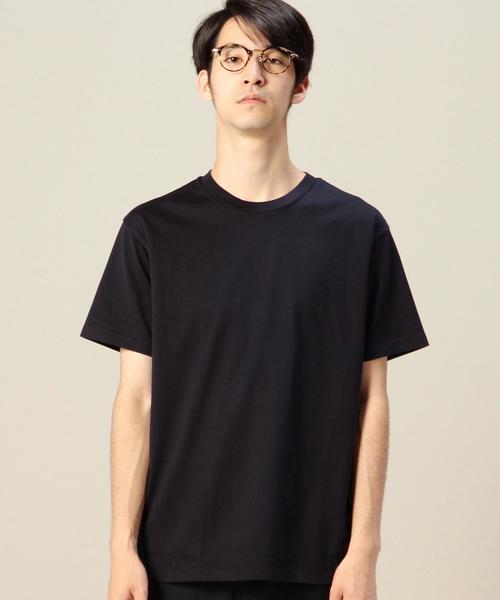 BEAUTY&YOUTH UNITED ARROWS（ビューティーアンドユースユナイテッドアローズ）の「BY セミロング ハーフスリーブカットソー MADE IN JAPAN ◆（Tシャツ/カットソー・メンズ・ホワイト/ネイビー・MEDIUM/SMALL/LARGE）」の4枚目の写真